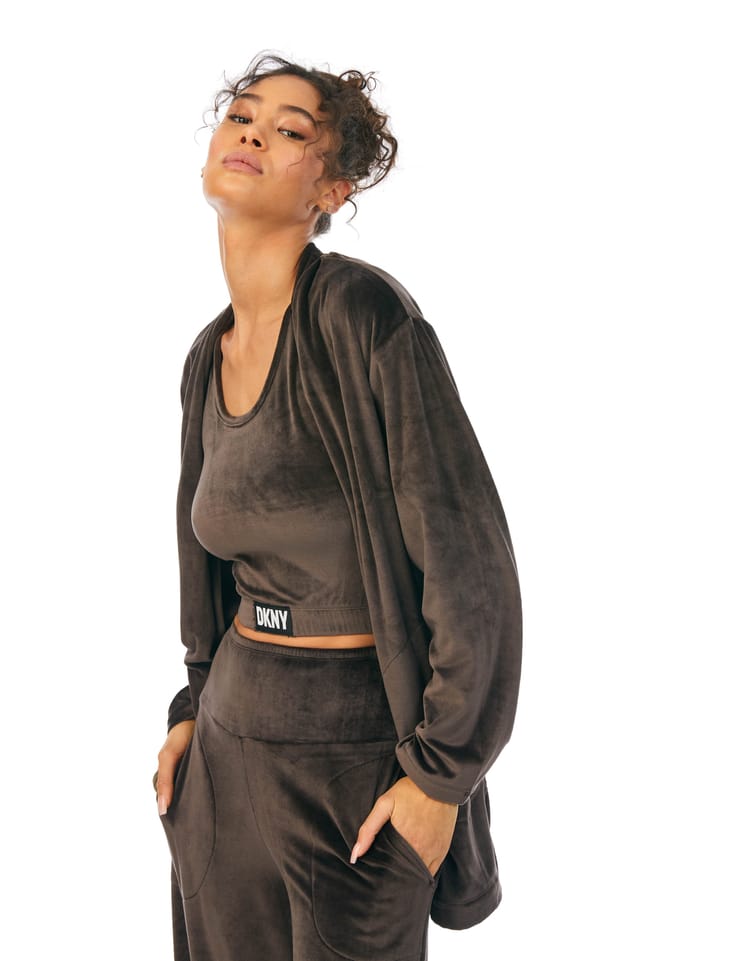 Dresowy luxe plush layer, crop tank & pant lounge set DKNY - 0